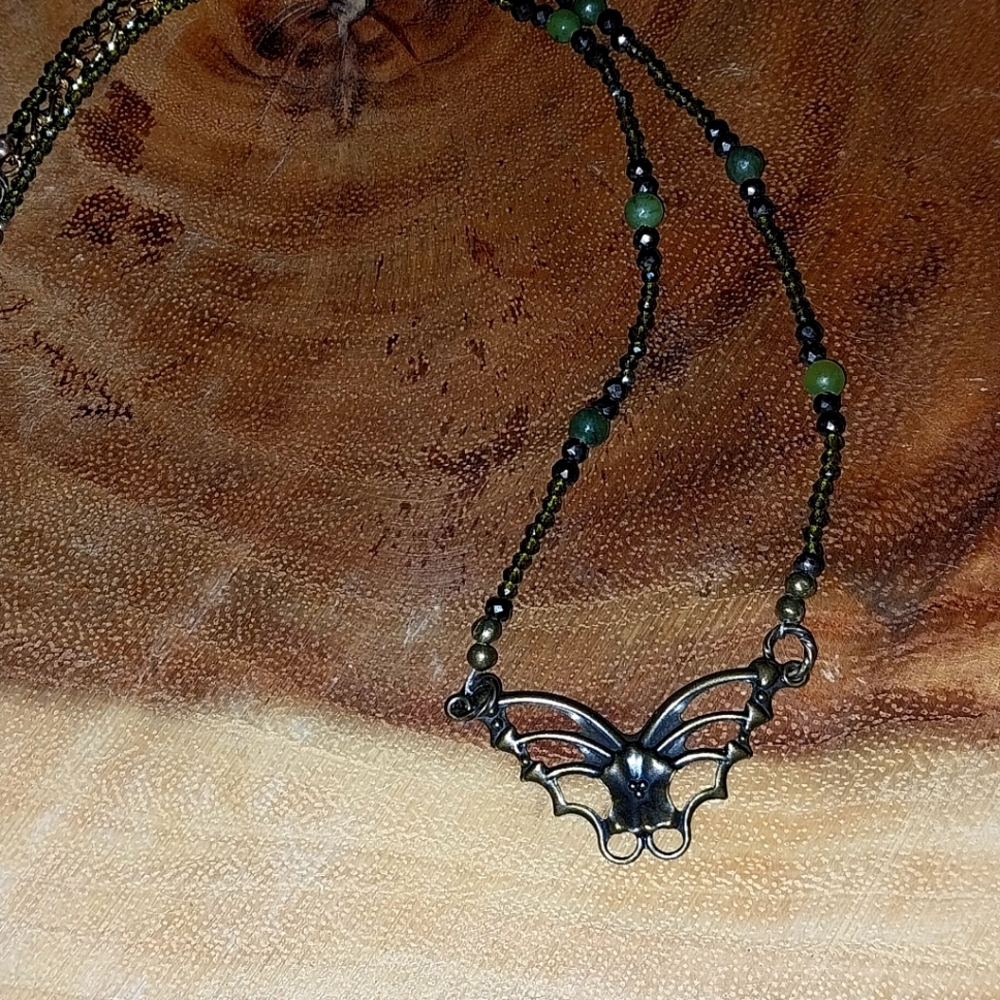 Dainty jade butterfly necklace